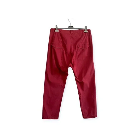 Nili Lotan Paris Drop Crotch Cropped Pants, ‎ Size 10, Red - Picture 2 of 12